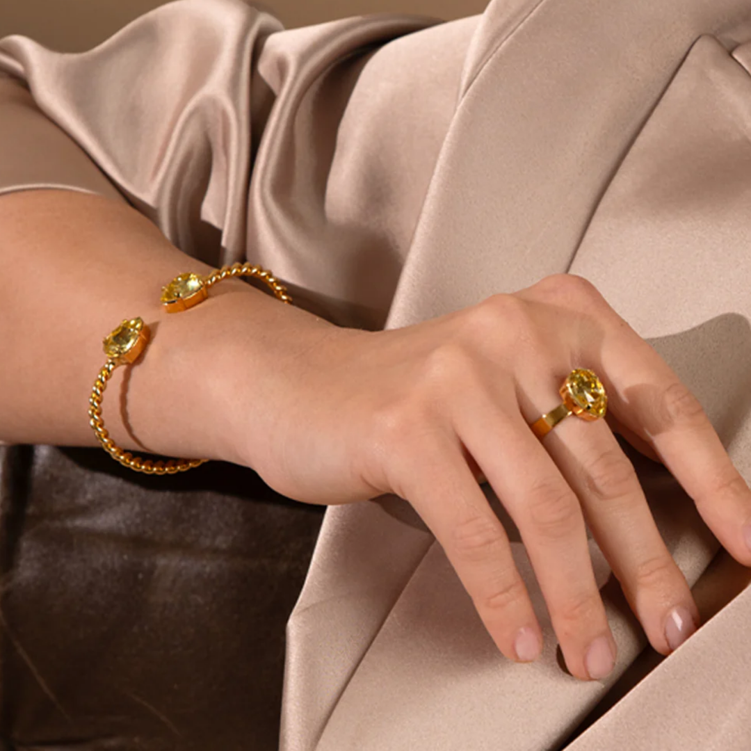 MINI DROP RING GOLD DARK JONQUIL