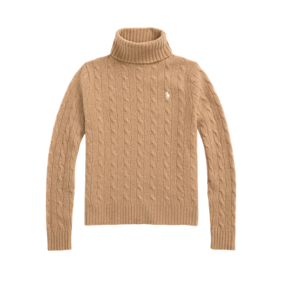WOOL-CASHMERE CABLE TURTLENECK SWEATER