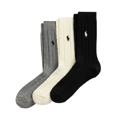CABLE-KNIT CREW SOCK 3-PACK