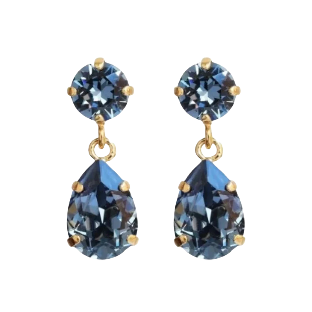 MINI DROP EARRINGS GOLD DENIM BLUE