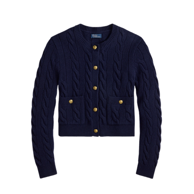 CABLE WOOL-CASHMERE CARDIGAN