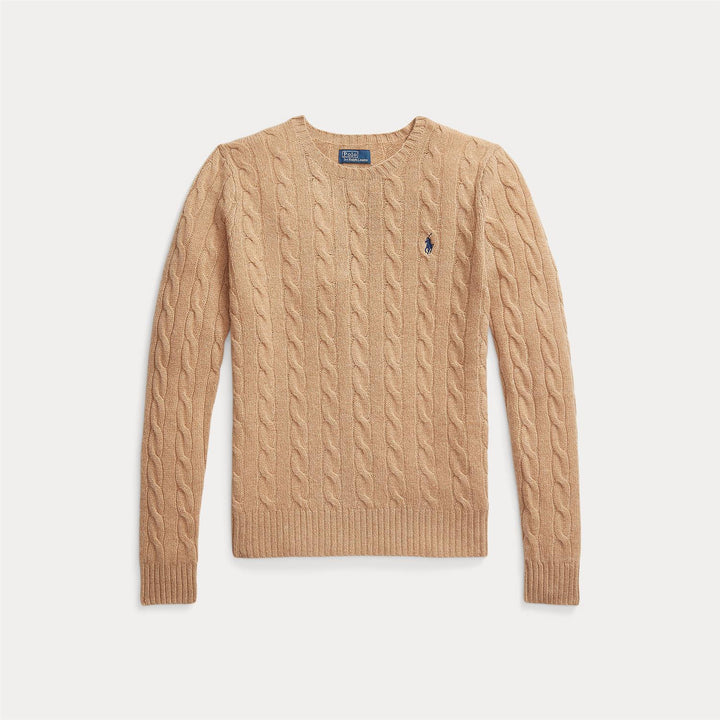 Cable Wool-Cashmere Crewneck Jumper Collection Camel Melange