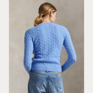 CABLE-KNIT WOOL-CASHMERE CREWNECK SWEATER