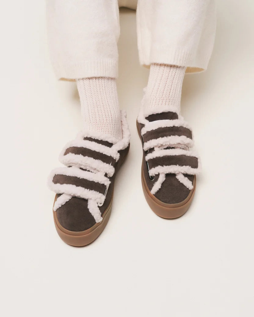 Shearling Low Velcro Dark Brown
