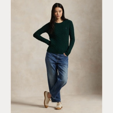 CABLE WOOL-CASHMERE CREWNECK SWEATER