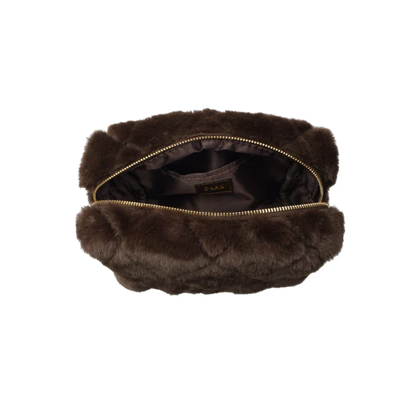 Faux Fur Quilted Make-Up Pouch Small