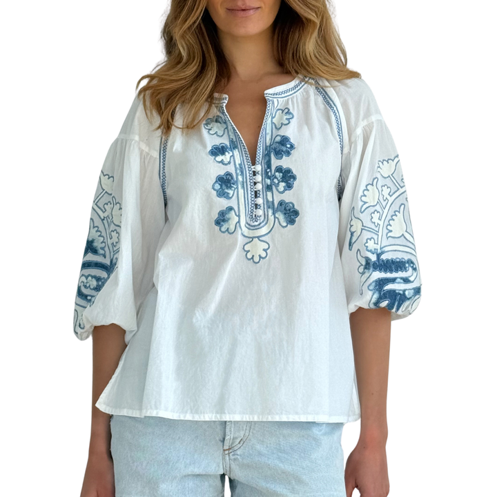 Cherry Top White with Denim