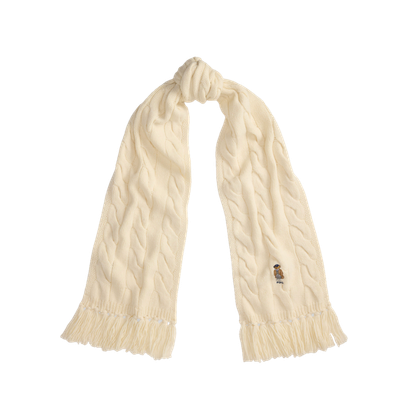 POLO BEAR CABLE-KNIT WOOL-BLEND SCARF