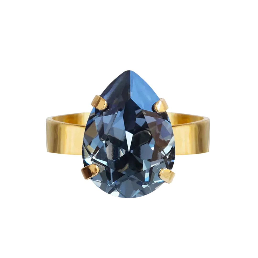 MINI DROP RING GOLD DENIM BLUE