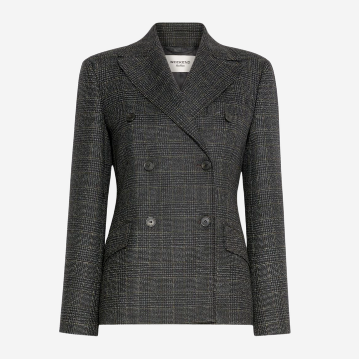 WKDOCCHIO Prince of Wales Check Wool Blazer Dark Grey