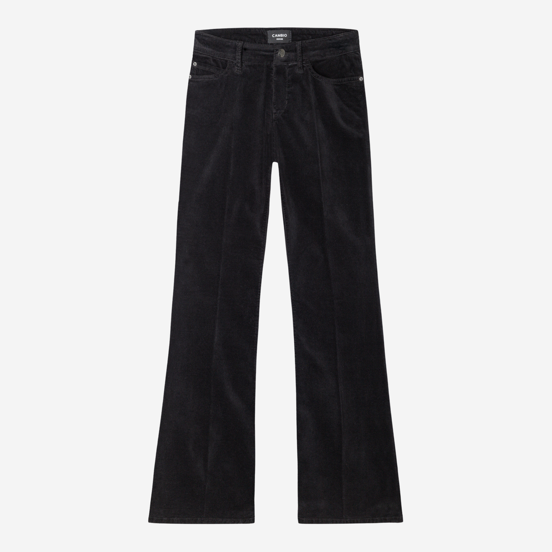 Paris Flared Viscose-Velvet Carbon Black