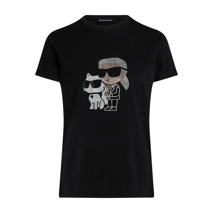 IKON KARL &amp; CHOUPETTE RHINESTONE T-SHIRT BLACK