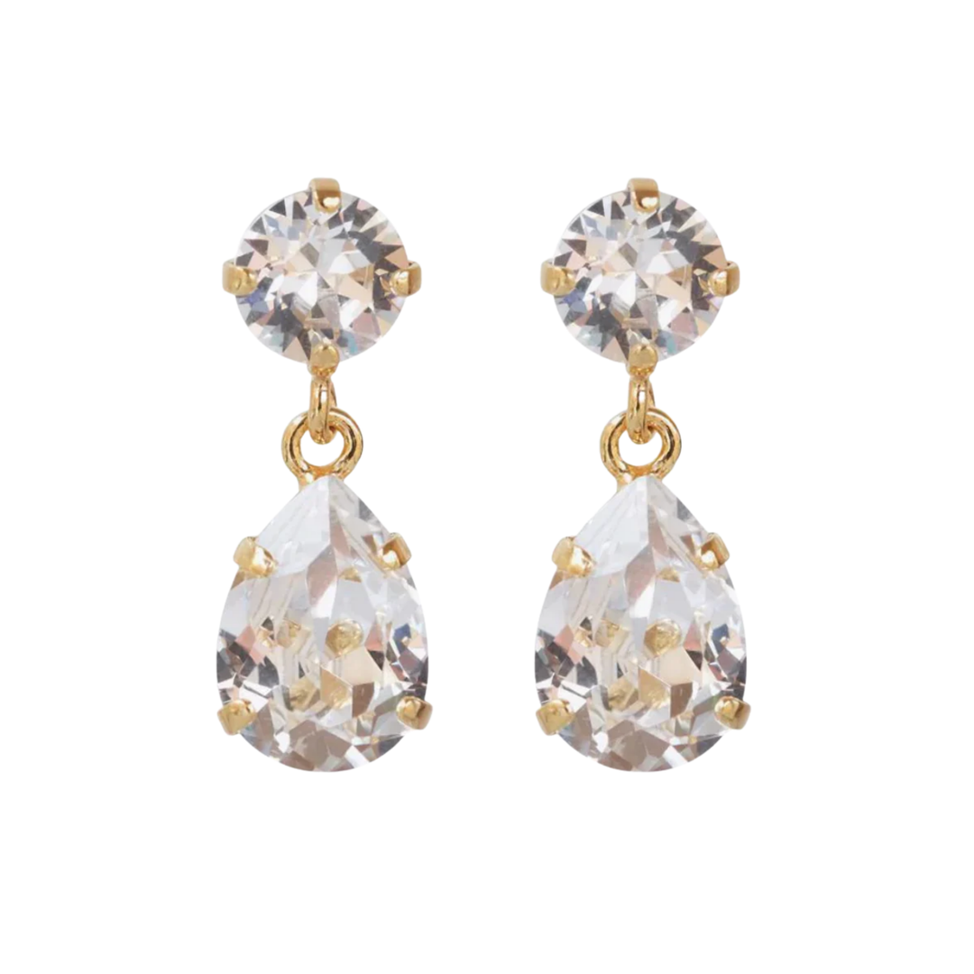 MINI DROP EARRINGS GOLD CRYSTAL