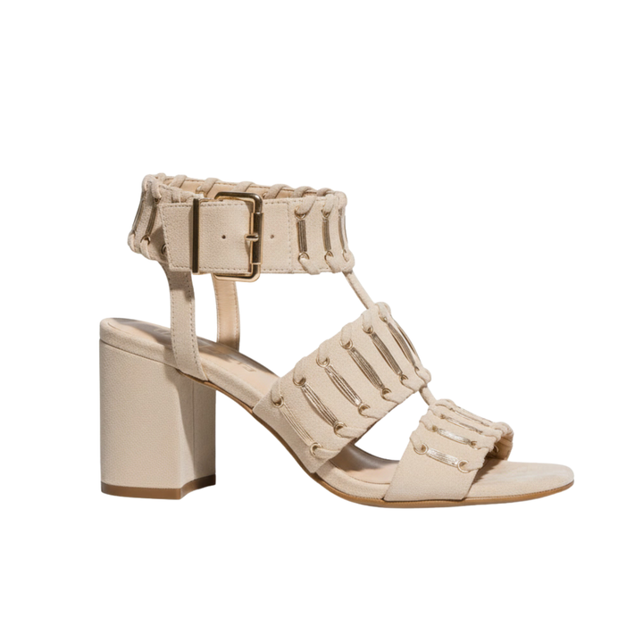 High Heeled Sandal Velour Papyro Naturale 504