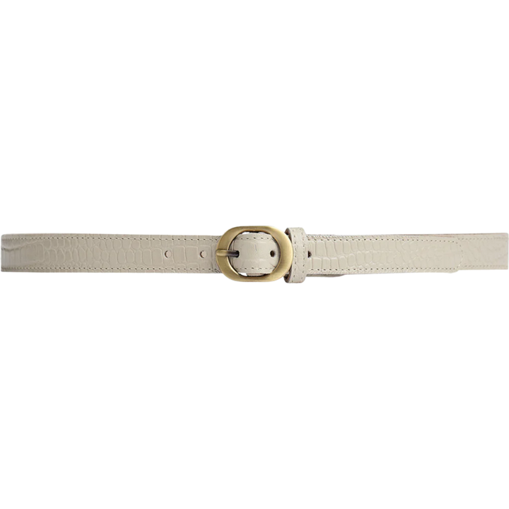 Fashion Favourites Croco Slim Leather Belt Sand