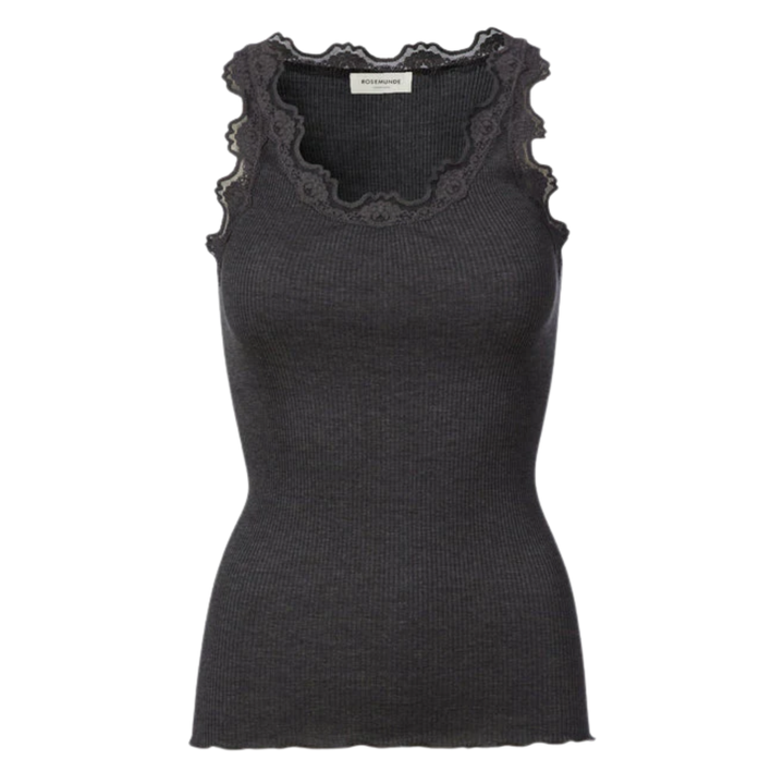 RWBabette U-Neck Lace Top Dark Grey Melange