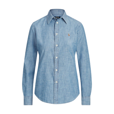 STRAIGHT FIT COTTON CHAMBRAY SHIRT