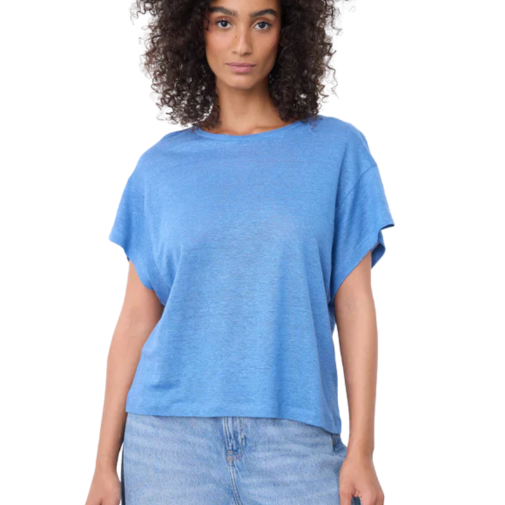 TEILA LINEN T-SHIRT BLUE JEAN