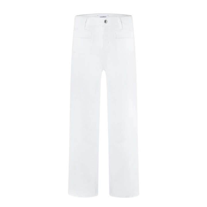 Tess Pocket Cropped Modern White Fringed