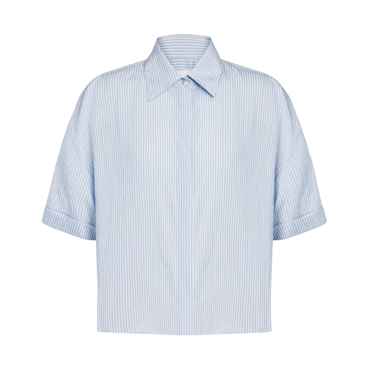 Striped viscose boxy-fit shirt
