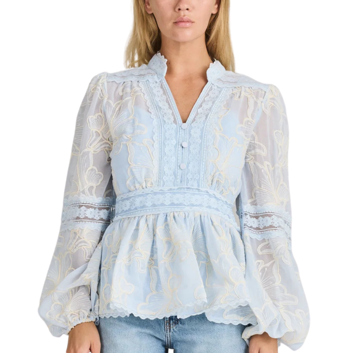 Aliah Needle Blouse Arctic blue