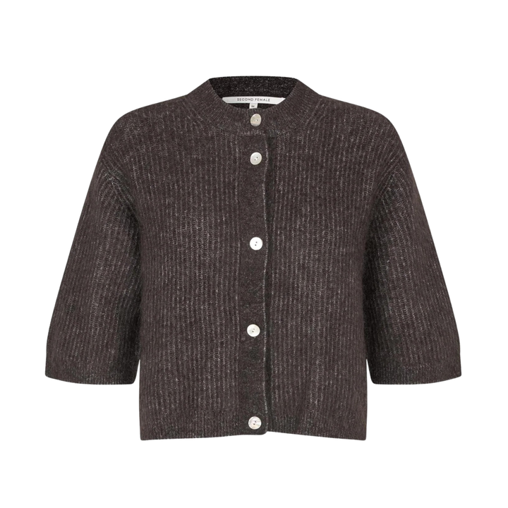 Andrea Knit Rib Cardigan Chocolate Torte