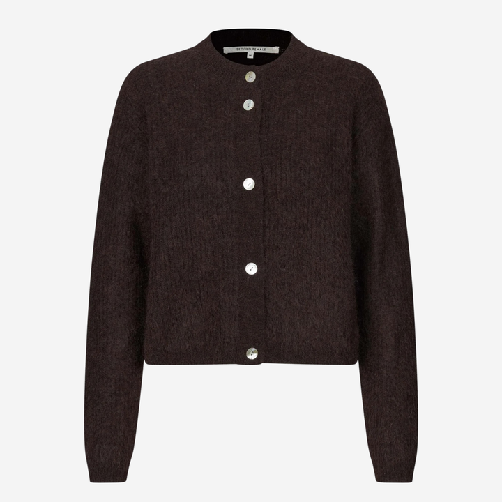 Andrea Knit Rib LS Cardigan Demitasse