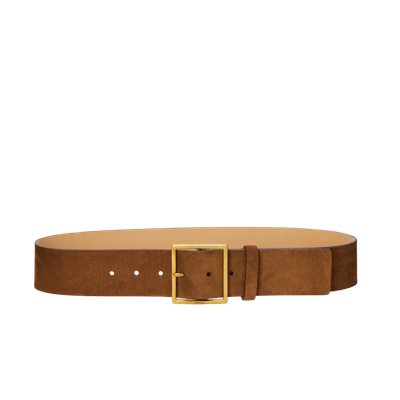 SQUARE-BUCKLE WIDE SUEDE BELT