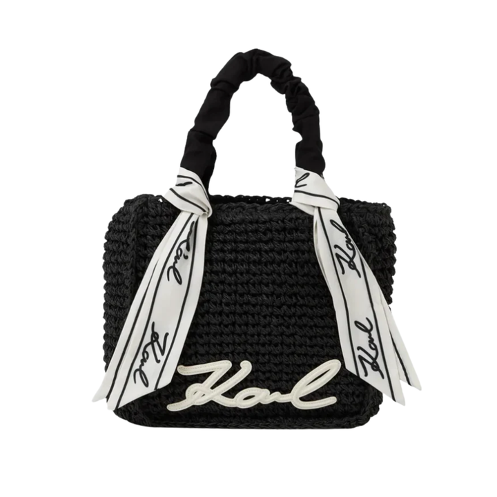 SIGNATURE SCARF BEACH BAG BLACK