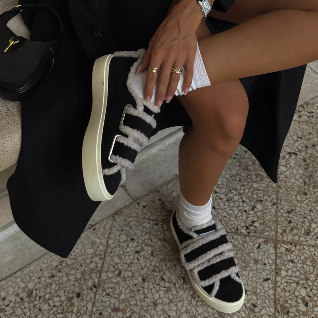 Shearling Low Velcro Black