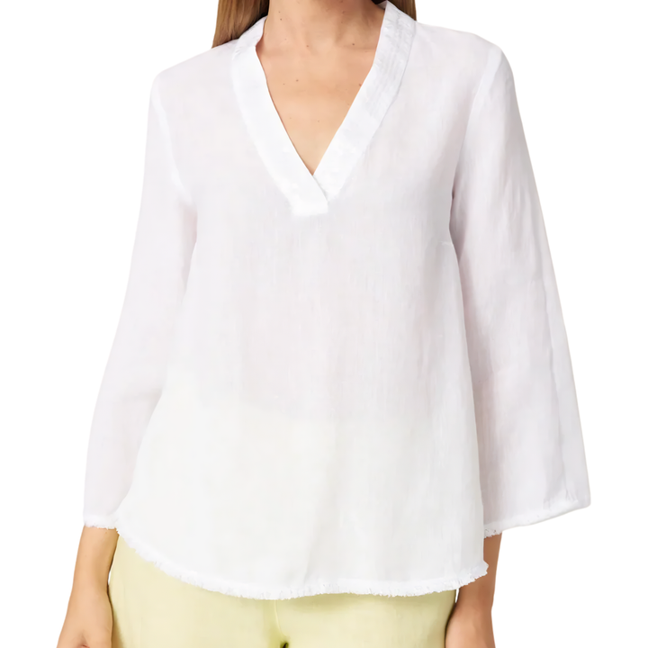 Linen Blouse Sequin Detail White
