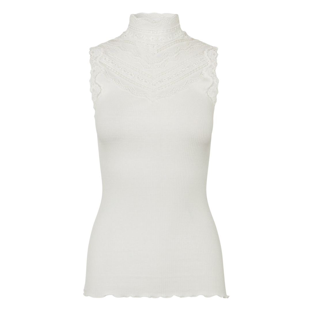 RWBenita Silk Turtleneck Lace Top Ivory