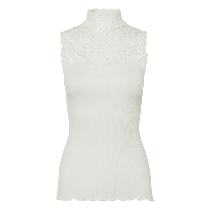 RWBenita Silk Turtleneck Lace Top Ivory