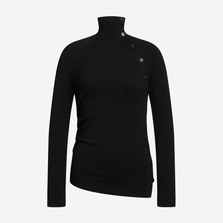 LUPETTO Mock Neck Sweater Black