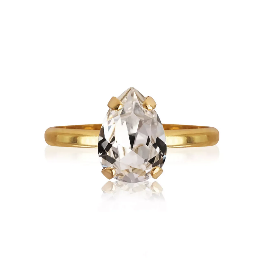 PETITE DROP RING GOLD CRYSTAL