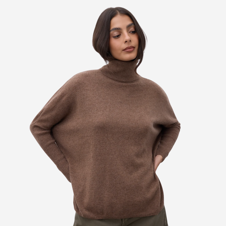 MARGARETH Turtleneck Poncho Cafe Au Lait