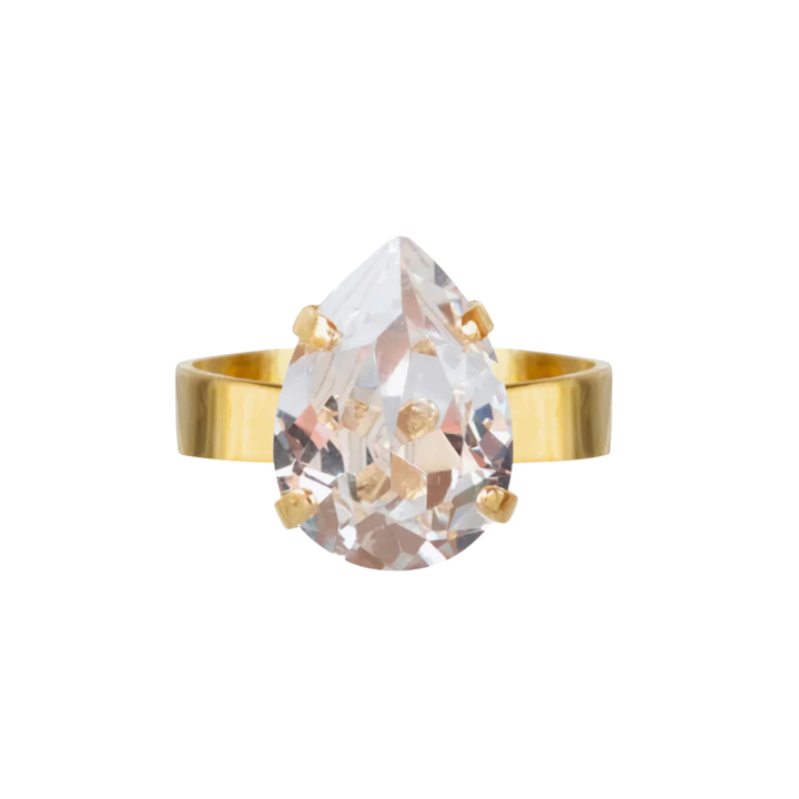 MINI DROP RING GOLD CRYSTAL