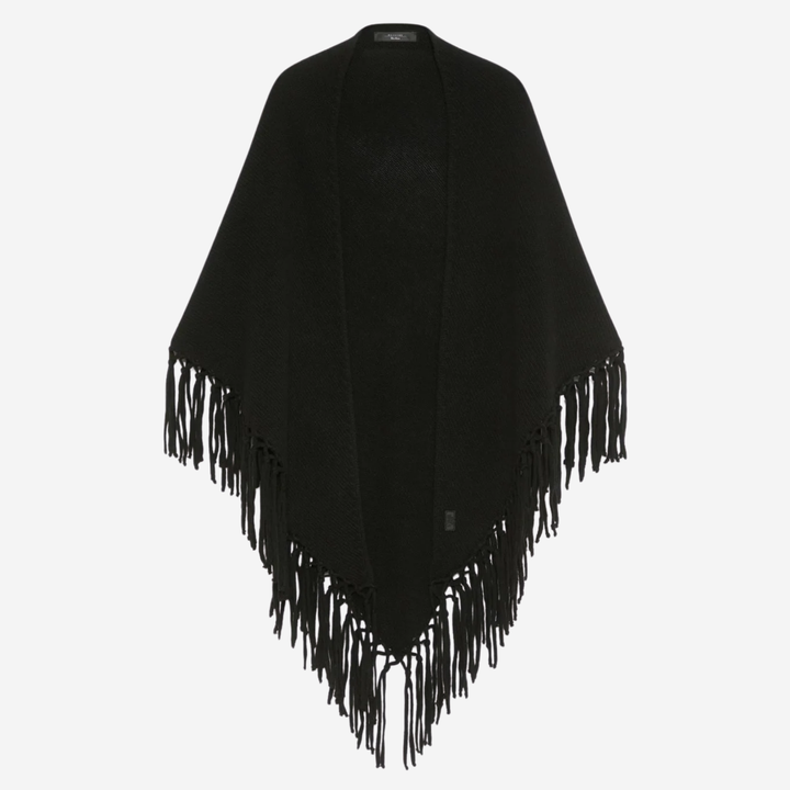 WKATORNADO Fringed Wool Shawl Black