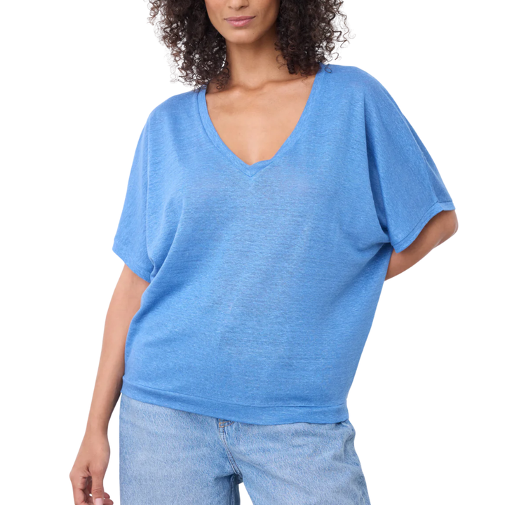 SOPHIA LINEN T-SHIRT BLUE JEAN