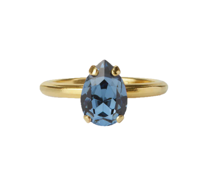 PETITE DROP RING GOLD DENIM BLUE