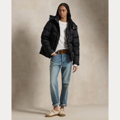 WATER-REPELLENT QUILTED DOWN JACKET BLACK