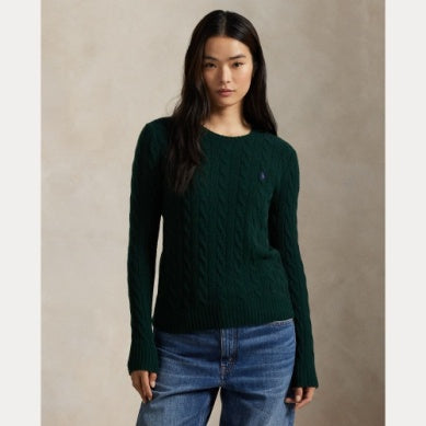 CABLE WOOL-CASHMERE CREWNECK SWEATER