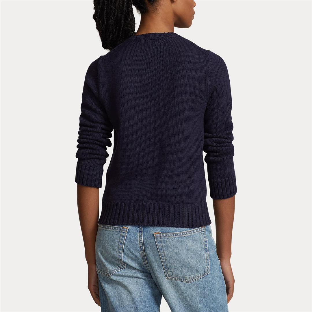 FLAG COTTON CREWNECK SWEATER NAVY