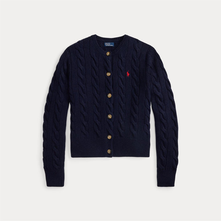 Cable-Knit Wool-Cashmere Cardigan Hunter Navy
