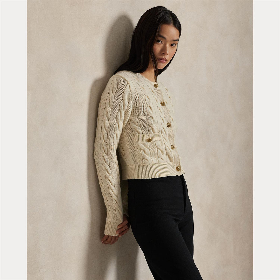 CABLE WOOL-CASHMERE CARDIGAN