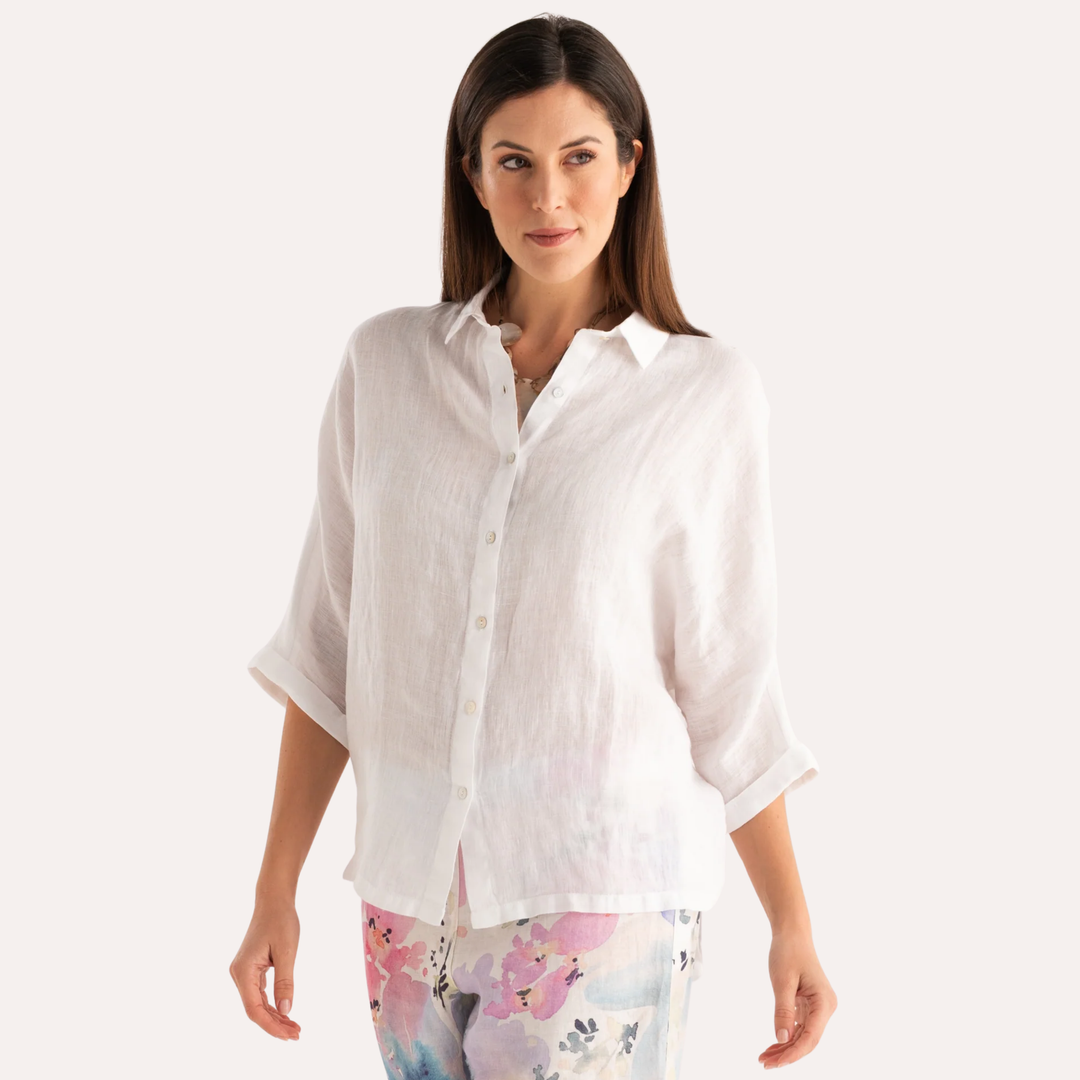 Linen Blouse Regular Fit White