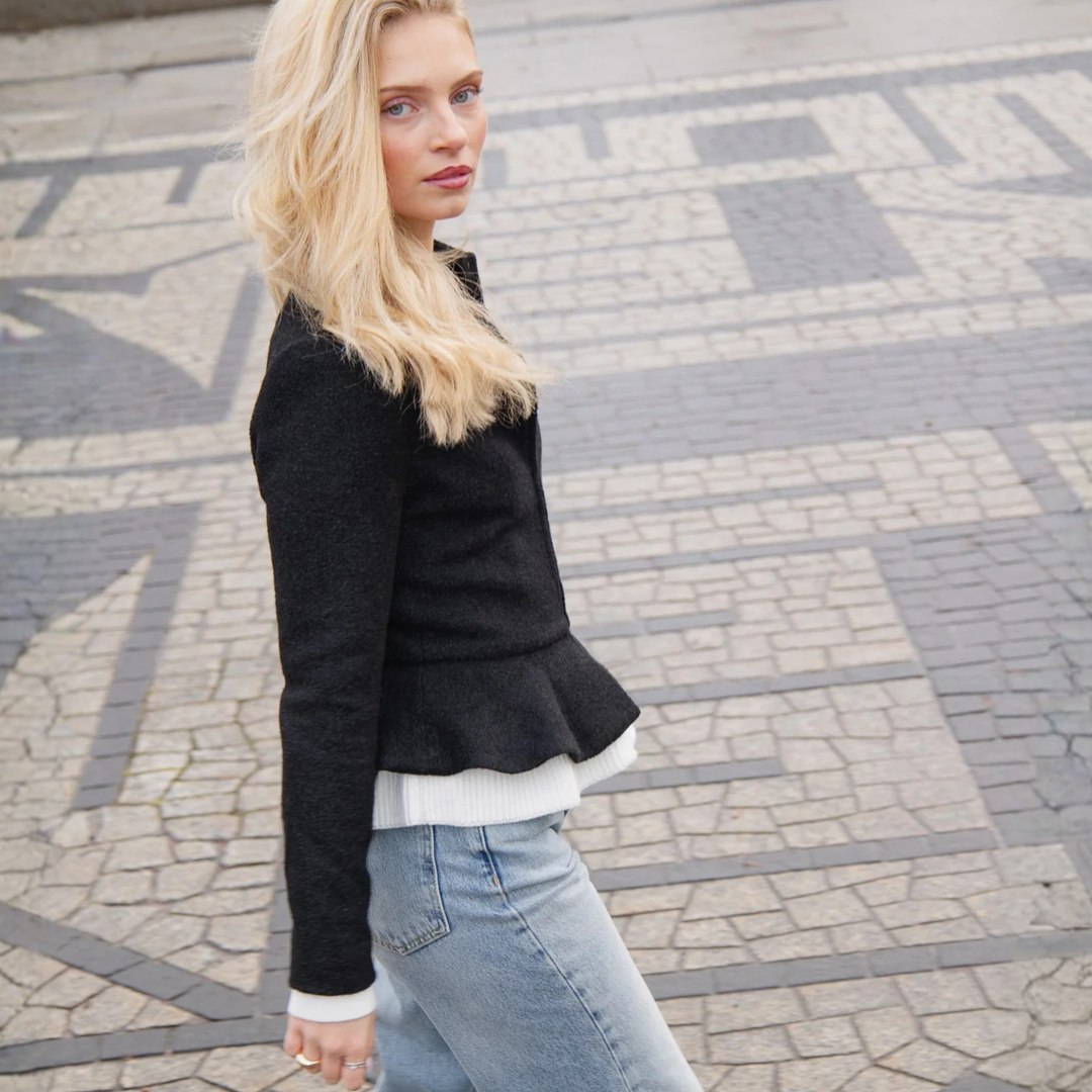 Signature Peplum Jacket Black