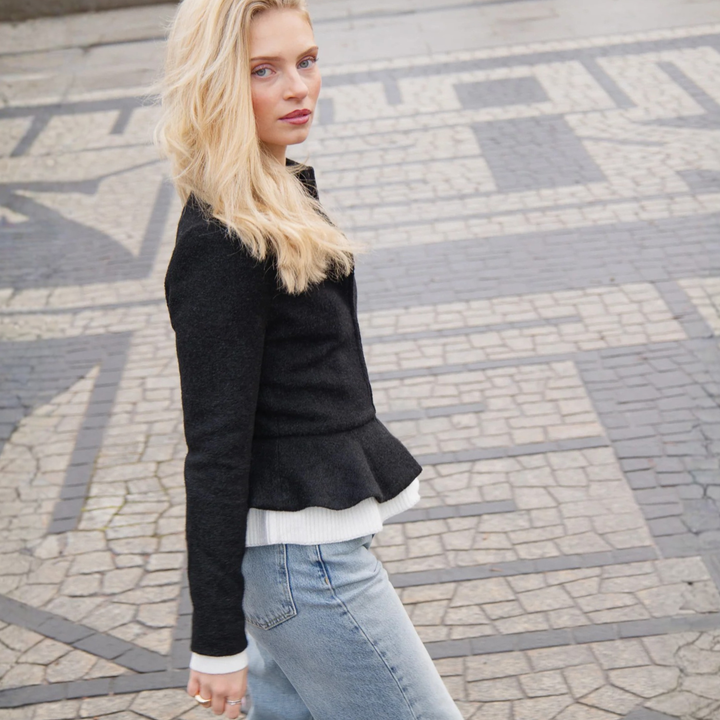 Signature Peplum Jacket Black