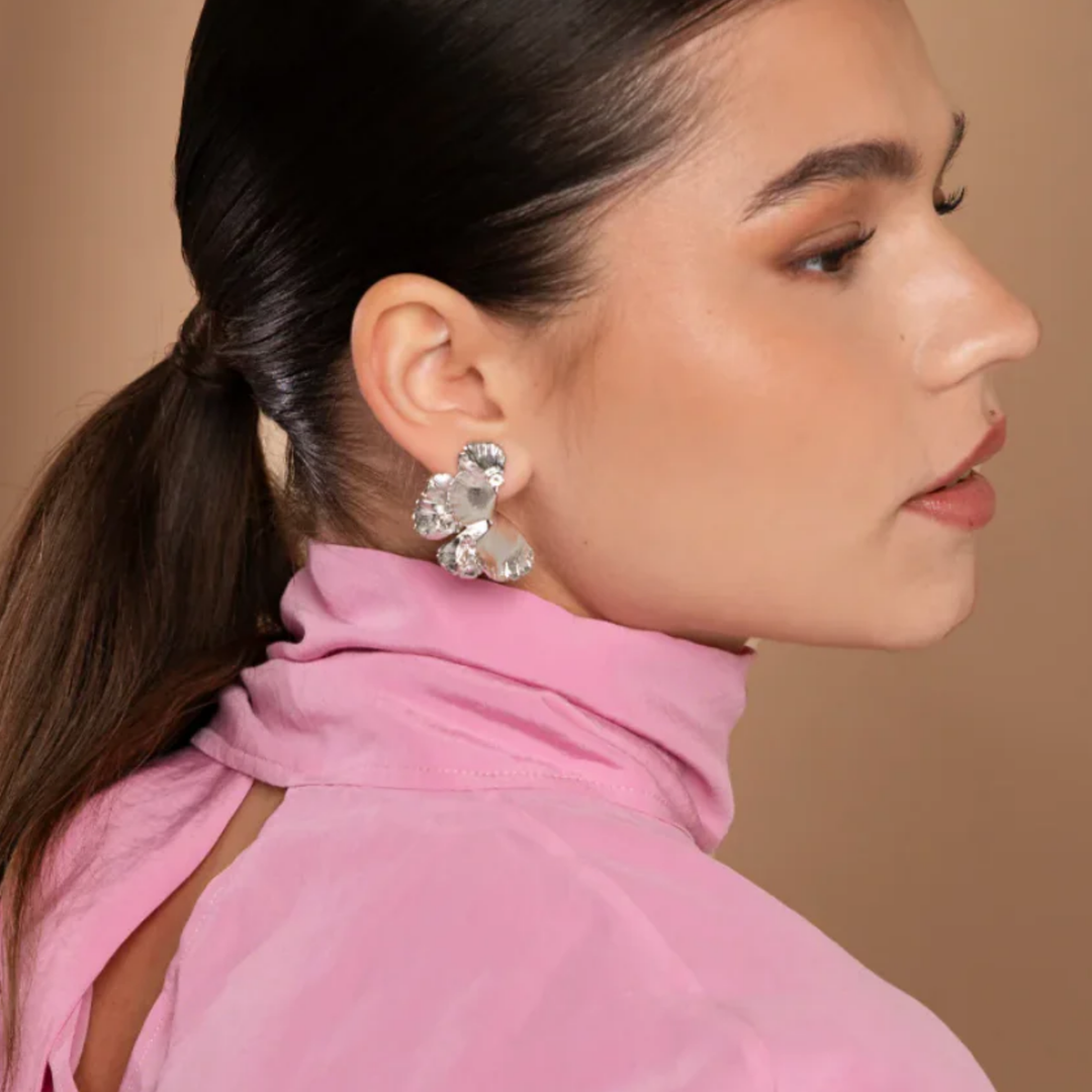 MALVA EARRINGS RHODIUM CRYSTAL