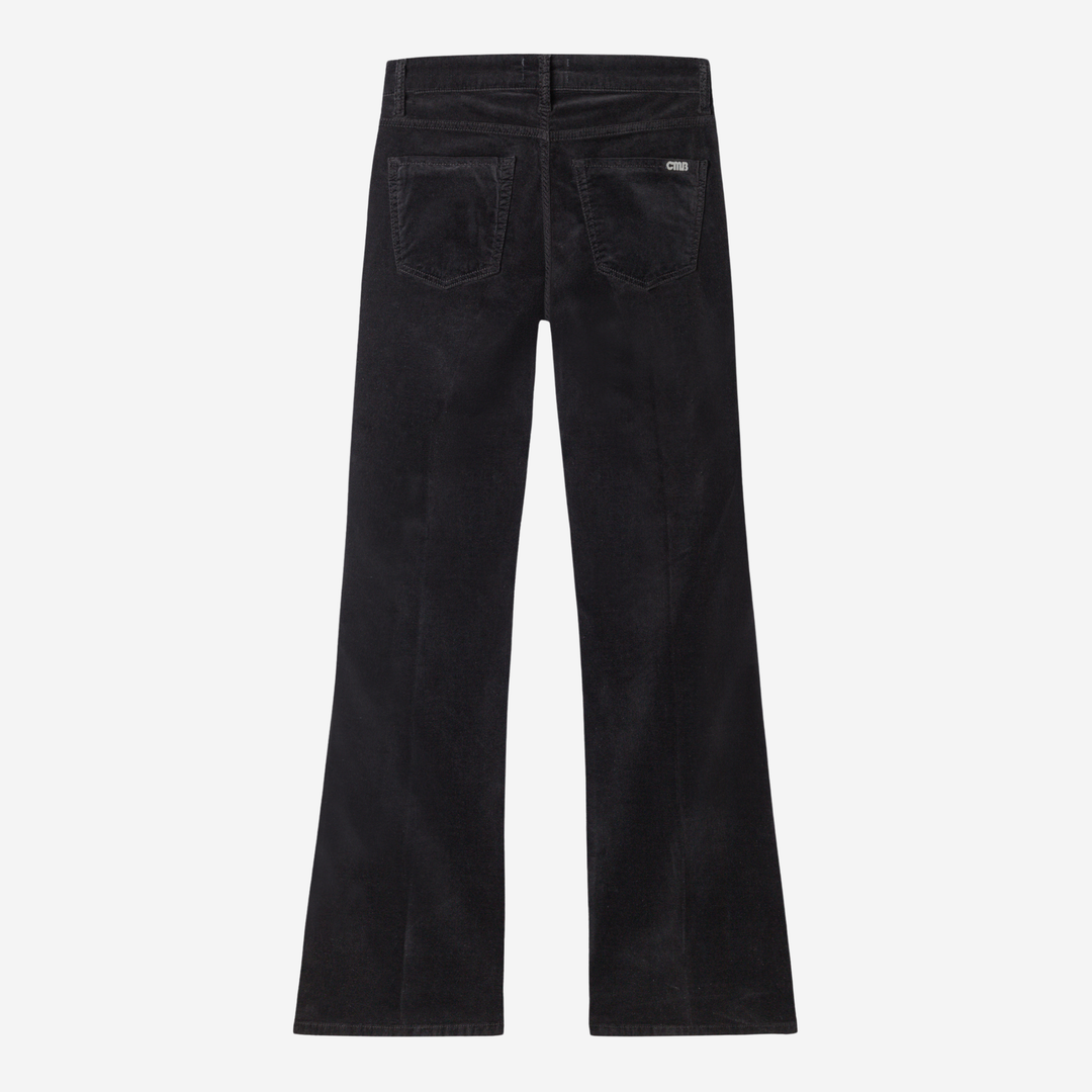 Paris Flared Viscose-Velvet Carbon Black